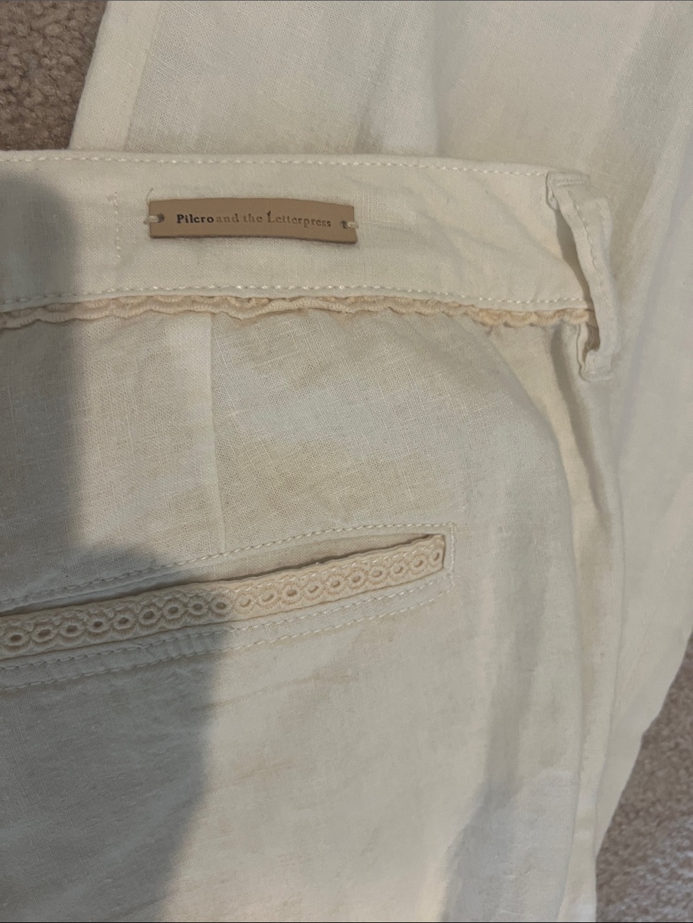 Anthropologie Pilcro No 12 Cream Boot Cut Linen Pants - Picture 10 of 12